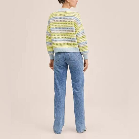 Mango Striped Openwork Knit Sweater - Picture 3 of 10